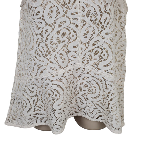 LOFT | PEPLUM CROCHET LACE SLEEVELESS WHITE SHEER BLOUSE TOP WOMEN'S SIZE XS - Picture 7 of 14